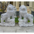 Outdoor Garden White Marble Lion Statue